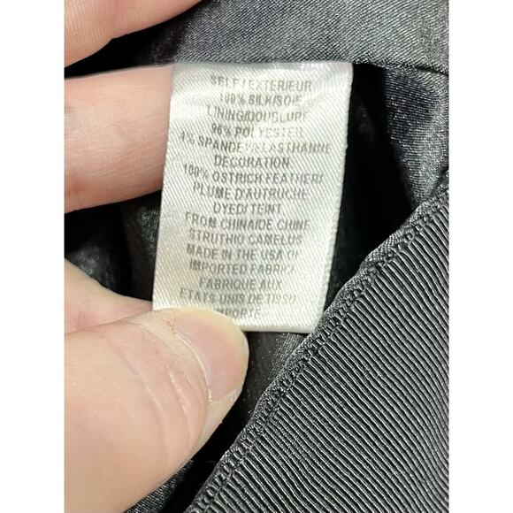 Milly Designer Black Silk Chemise Ostrich Feather Tiered Mini Skirt Women Size 2 - Picture 9 of 9